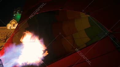Fire from gas jet burner in hot air balloon