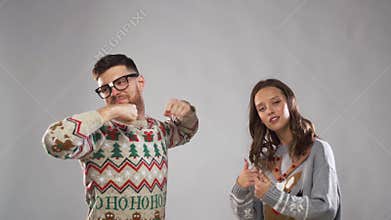 Happy couple dancing at christmas party