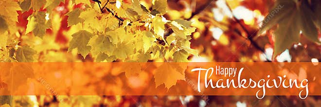 Composite image of illustration of happy thanksgiving day text greeting