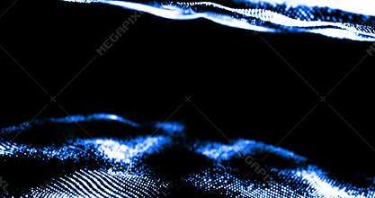 Abstract christmas blue light shine particles stream blur bokeh loopable on black background, holiday congratulation greeting