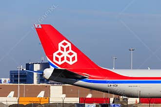 Tail of Cargolux Boeing