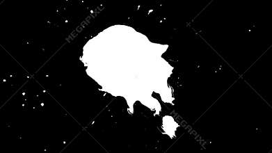 Bloom ink. Beautiful white watercolor ink drops transition on black background,