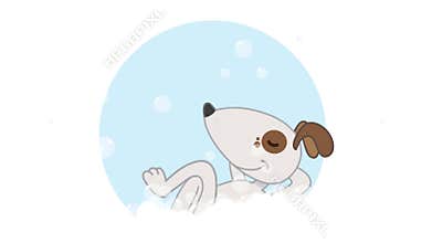 Pet dog enjoying bath