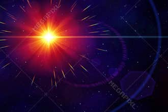 red sun in the deep space