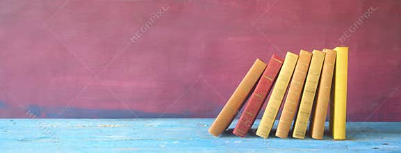 Row of books, panorama,