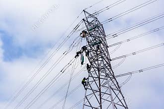 Electricians Power Lines Tower Repairs