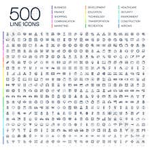 Vector illustration of 500 thin line web icons