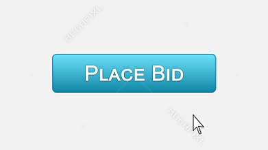 Place bid web interface button clicked with mouse cursor, different colors