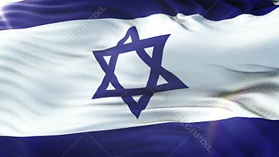 Flag of Israel waving on sun. Seamless loop with highly detailed fabric texture. Loop ready in 4k resolution.