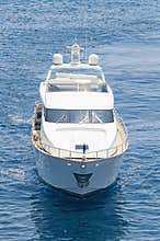 Luxury motor yacht cruising the blue waters