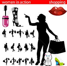 Shopping women silhouette