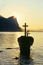 Cross on lake