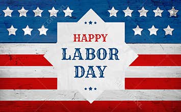 Happy Labor Day greeting banner, usa flag