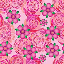 Flower gradient rose geo line decor seamless pattern