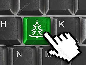 Computer keyboard with Christmas tree key
