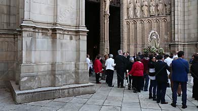 Procession to the roman catholic Toledo Cathedral, Spain