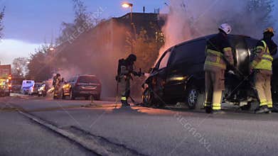 Swedish fire department putting out car fire