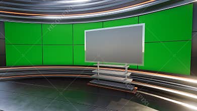 3D Virtual TV Studio News with green screen