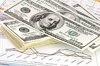 Close-up of money and financial papers.