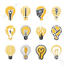 Light bulb idea. Vector logo template set.