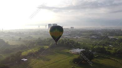 Hot Air Balloon in the air in sunny day