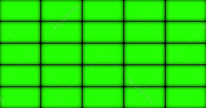 Multi screen display with chroma key green screen, on black