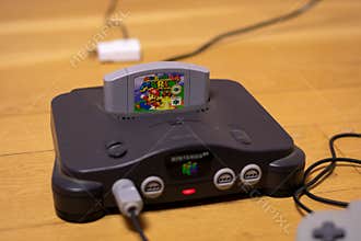 Super Mario Bros 64 in a Nintendo 64, a popular retro title and console