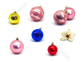 Christmas tree ornament isolated. Colorful bauble and floral photo clipart. Winter holiday decoration