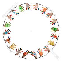 Painted colorful hands