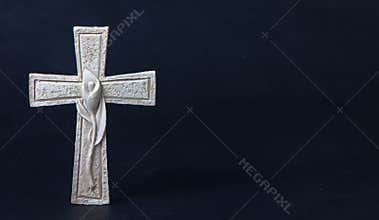 Ornate celtic cross. Mourning moment at the end of a life. Last farewell. Copy space. Condole