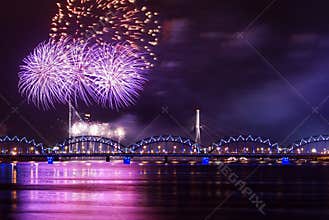 Firework over river