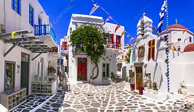 Greece .streets of Mykonos Chora town
