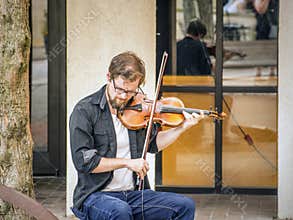 Street Musician, Violinist, Downtown Asheville, North Carolina