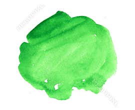 Abstract green watercolor shape. Watercolor hand drawn stain isolated on white