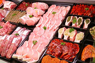 Pork Display in Butcher Shop