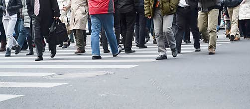 Busy walking people