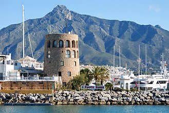 Harbour entrance, Puerto Banus, Marbella, Spain.