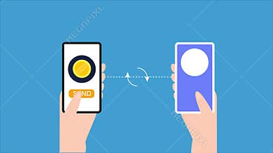 Online payment mobile banking application concept. 2d animation.