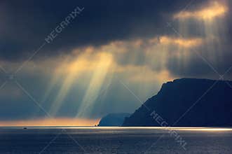 The drama cloudy sky over the sea