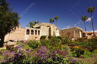 The old stone church, Mission San Juan Capistrano, California, collapsed in an earthquake in 1812.