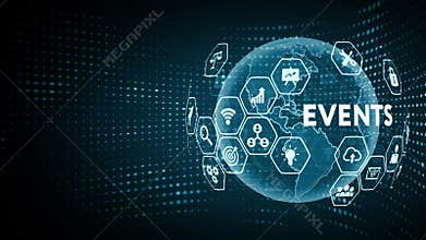 Business, Technology, Internet and network concept. Virtual button labeled: Event