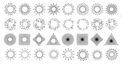 Sun line burst circles, light rays and star shine