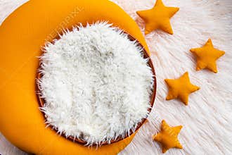 newborn digital background with yellow stars and fir backdrop