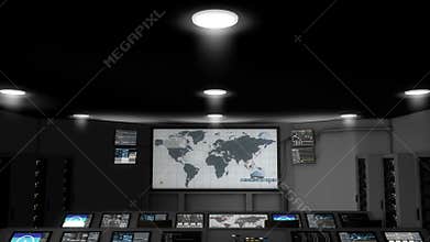 Artist rendering, high-tech command center room.