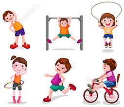Set of activity kids playing