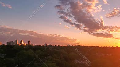 Panoramic time-lapse of Toronto sky and upscale Eglinton and Forest Hill residential area coveted by middle and upper class