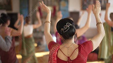 Hare Krishna women dancing at the temple