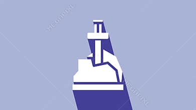 White Sword in the stone icon isolated on purple background. Excalibur the sword in the stone from the Arthurian legends