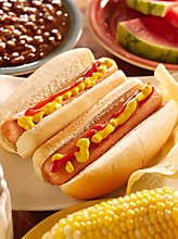 Meal with hot dogs