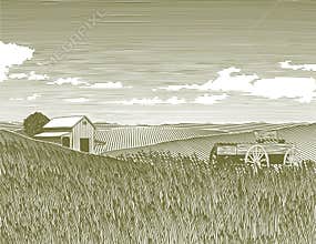 Woodcut Vintage Farm